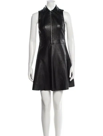 Pre-owned Michael Michael Kors Leather Mini Dress In Black