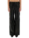 Michael Michael Kors Black Pants With Belt Loops In Leather Woman In Black