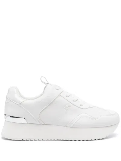 Michael Michael Kors Leather Platform Sneakers In White