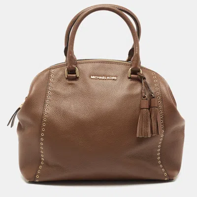 Michael Michael Kors Leather Riley Satchel In Brown