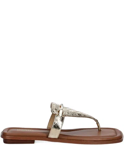 Michael Michael Kors Leather Sandals In Gold