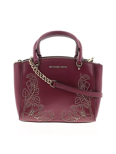 Pre-owned Michael Michael Kors Leather Satchel In Burgundy