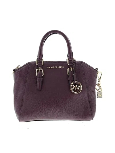 Pre-owned Michael Michael Kors Leather Satchel In Burgundy