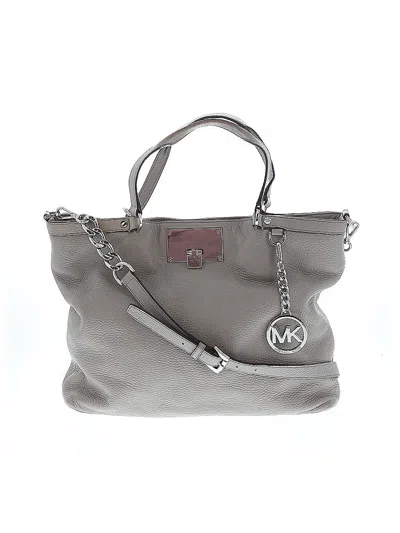 Pre-owned Michael Michael Kors Leather Satchel In Gray