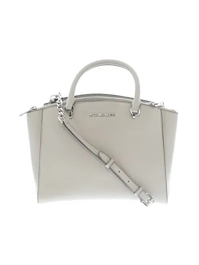 Pre-owned Michael Michael Kors Leather Satchel In Gray