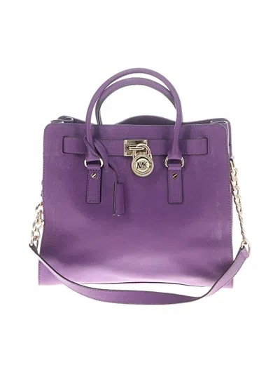 Pre-owned Michael Michael Kors Leather Satchel In Purple