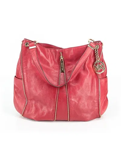 Pre-owned Michael Michael Kors Leather Satchel In Red