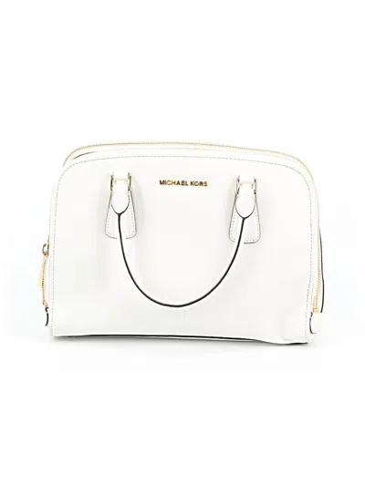 Pre-owned Michael Michael Kors Leather Satchel In White