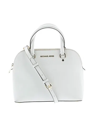 Pre-owned Michael Michael Kors Leather Satchel In White