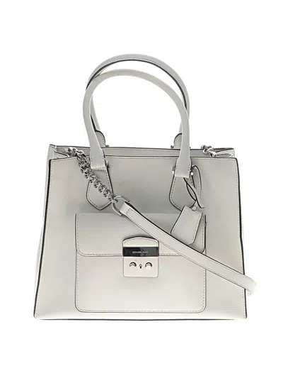 Pre-owned Michael Michael Kors Leather Satchel In White