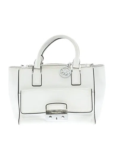 Pre-owned Michael Michael Kors Leather Satchel In White
