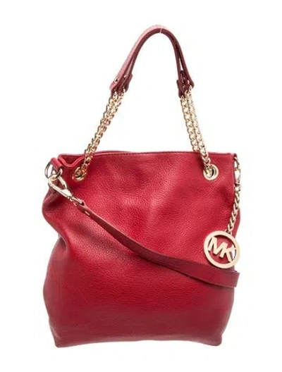 Pre-owned Michael Michael Kors Leather Shoulder Bag In Red