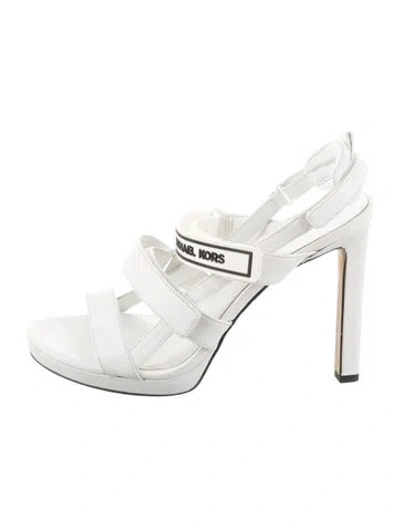 Pre-owned Michael Michael Kors Leather Slides In White