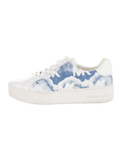 Pre-owned Michael Michael Kors Leather Tie-dye Print Sneakers In Blue