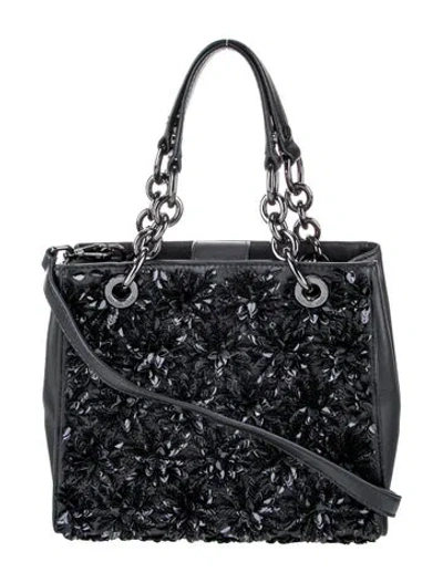 Pre-owned Michael Michael Kors Leather Top Handle Bag In Black