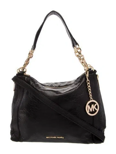 Pre-owned Michael Michael Kors Leather Top Handle Bag In Black