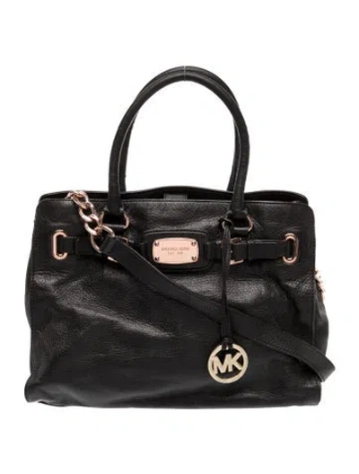Pre-owned Michael Michael Kors Leather Top Handle Bag In Black