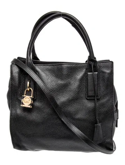 Pre-owned Michael Michael Kors Leather Top Handle Bag In Black