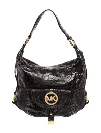 Pre-owned Michael Michael Kors Leather Top Handle Bag In Black