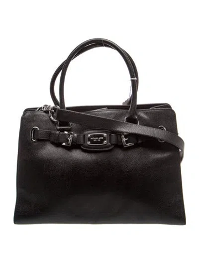 Pre-owned Michael Michael Kors Leather Top Handle Bag In Black