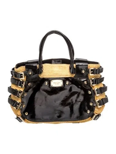 Pre-owned Michael Michael Kors Leather Top Handle Bag In Black