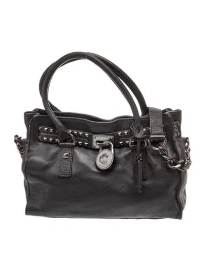 Pre-owned Michael Michael Kors Leather Top Handle Bag In Black