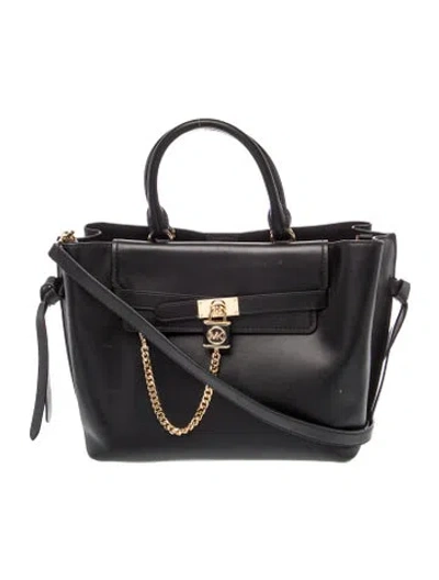Pre-owned Michael Michael Kors Leather Top Handle Bag In Black