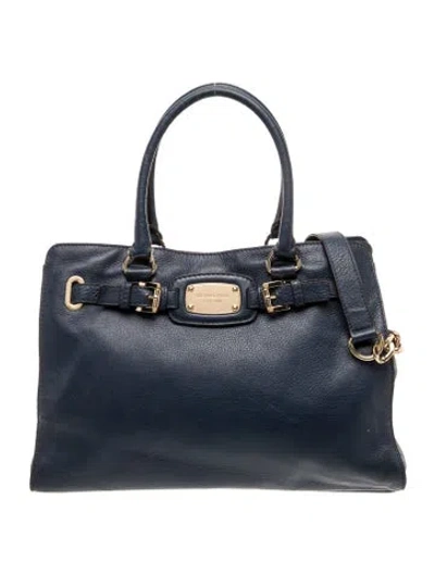 Pre-owned Michael Michael Kors Leather Top Handle Bag In Blue