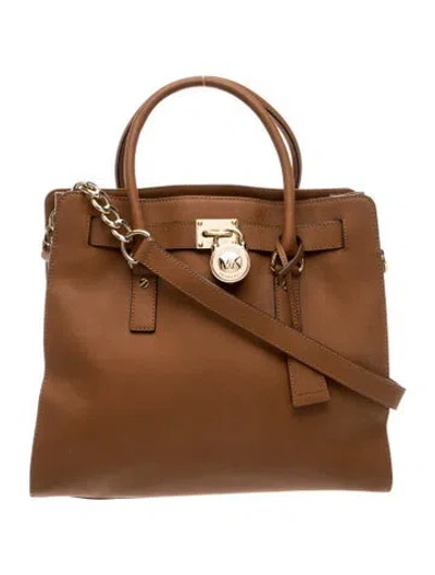 Pre-owned Michael Michael Kors Leather Top Handle Bag In Brown