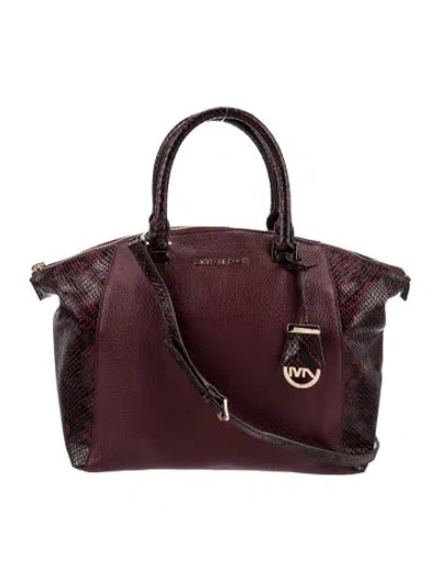Pre-owned Michael Michael Kors Leather Top Handle Bag In Burgundy