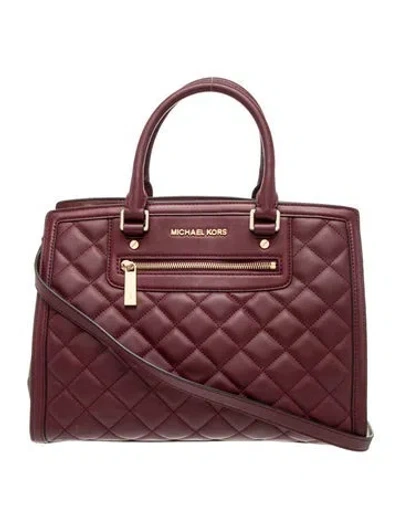 Pre-owned Michael Michael Kors Leather Top Handle Bag In Burgundy