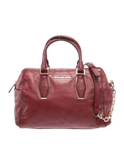 Pre-owned Michael Michael Kors Leather Top Handle Bag In Burgundy