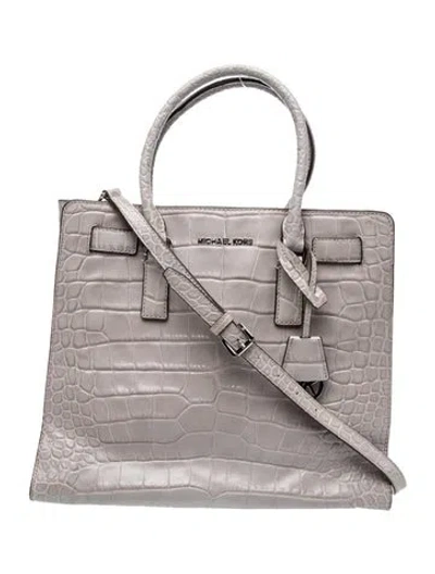 Pre-owned Michael Michael Kors Leather Top Handle Bag In Gray