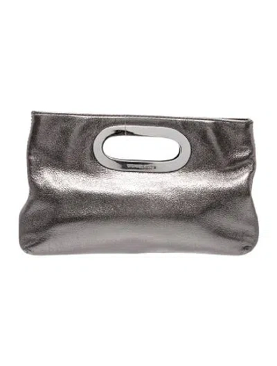 Pre-owned Michael Michael Kors Leather Top Handle Bag In Gray