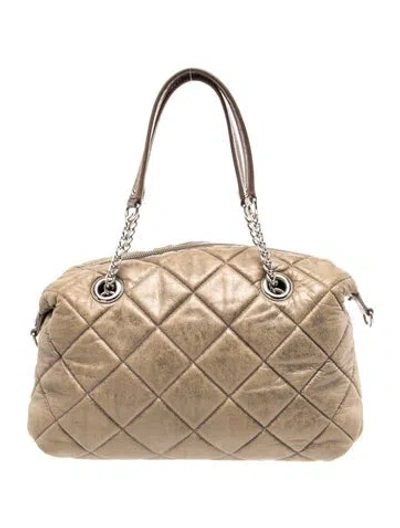 Pre-owned Michael Michael Kors Leather Top Handle Bag In Gray