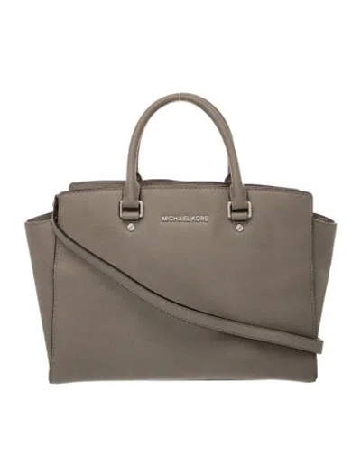Pre-owned Michael Michael Kors Leather Top Handle Bag In Gray