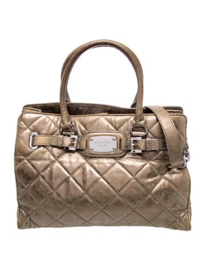 Pre-owned Michael Michael Kors Leather Top Handle Bag In Neutral