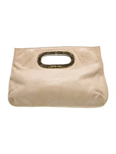 Pre-owned Michael Michael Kors Leather Top Handle Bag In Neutral