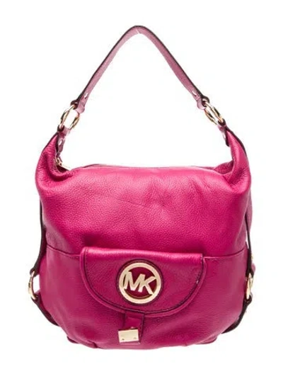 Pre-owned Michael Michael Kors Leather Top Handle Bag In Purple