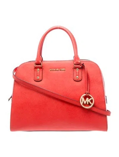 Pre-owned Michael Michael Kors Leather Top Handle Bag In Red