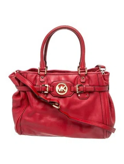 Pre-owned Michael Michael Kors Leather Top Handle Bag In Red