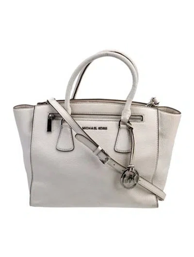 Pre-owned Michael Michael Kors Leather Top Handle Bag In Silver