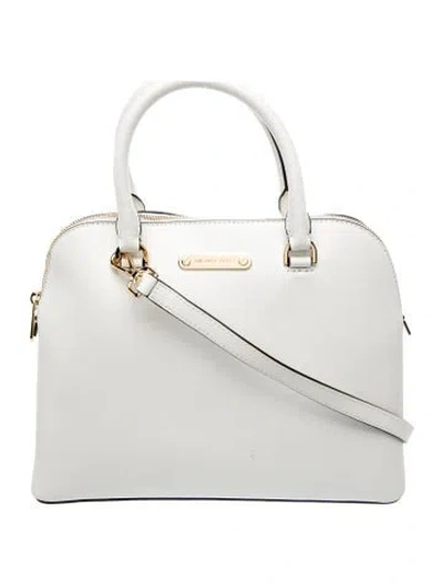 Pre-owned Michael Michael Kors Leather Top Handle Bag In White