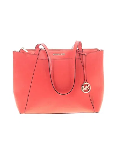 Pre-owned Michael Michael Kors Leather Tote Bag In Orange