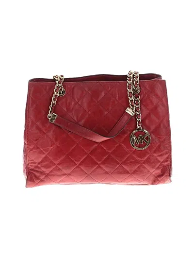 Pre-owned Michael Michael Kors Leather Tote Bag In Red