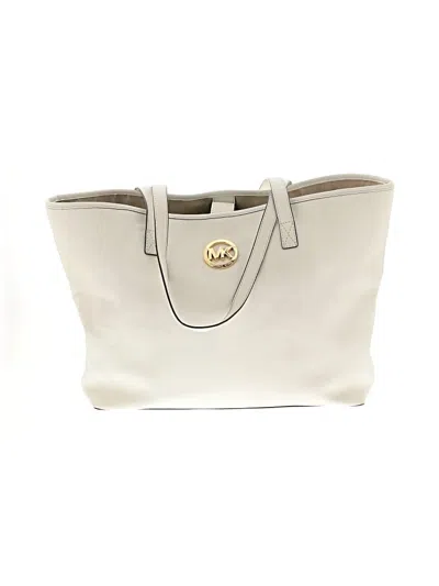 Pre-owned Michael Michael Kors Leather Tote Bag In White