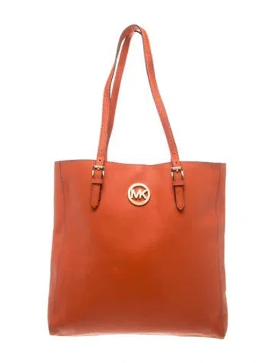 Pre-owned Michael Michael Kors Leather Tote In Orange