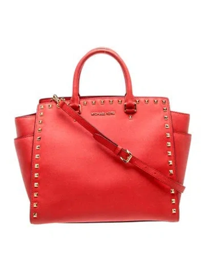 Pre-owned Michael Michael Kors Leather Tote In Red