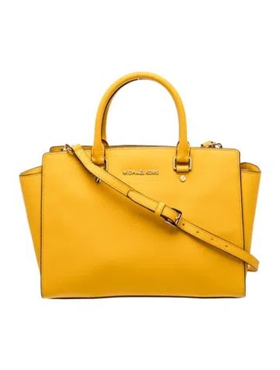 Pre-owned Michael Michael Kors Leather Tote In Yellow