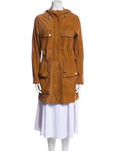 Pre-owned Michael Michael Kors Leather Trench Coat In Brown
